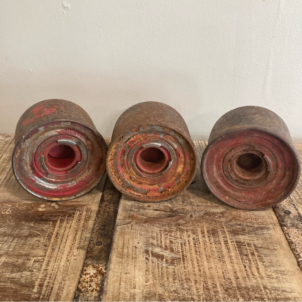 3 Vintage Bolser Corporation Roadside Flares Rusty Metal Decor Stackable - Picture 6 of 15